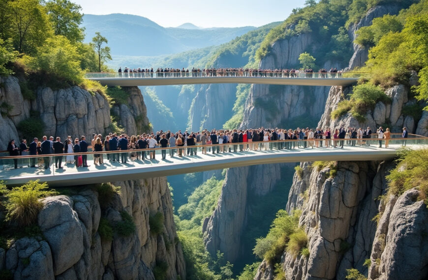 découvrez la cérémonie d'inauguration des nouvelles passerelles à durfort, au cœur des magnifiques gorges du sor, un lieu alliant nature et patrimoine.
