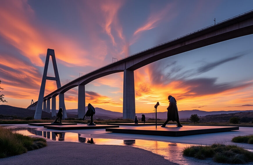 découvrez l'exposition inédite du musée soulages sur l'aire de repos du viaduc de millau, une rencontre unique entre art contemporain et paysage spectaculaire.