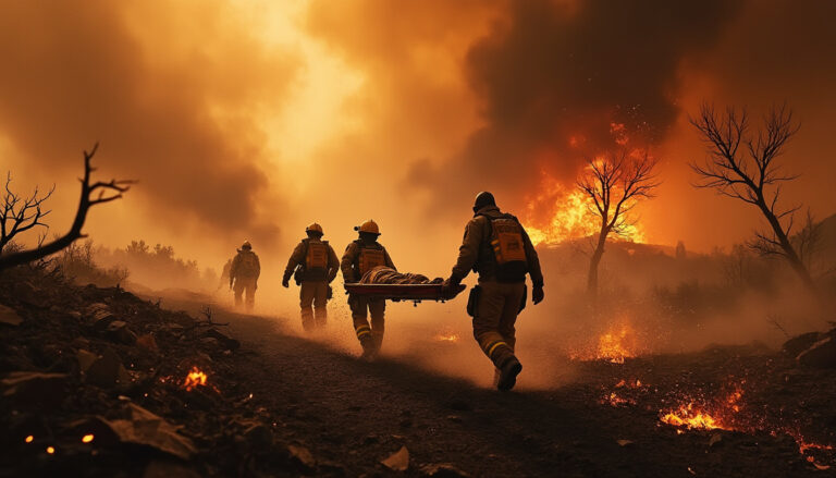 découvrez le témoignage poignant des secours face aux incendies dévastateurs dans le sud-ouest, où des cendres tourbillonnaient autour d’un brancard, illustrant l’ampleur du sinistre.